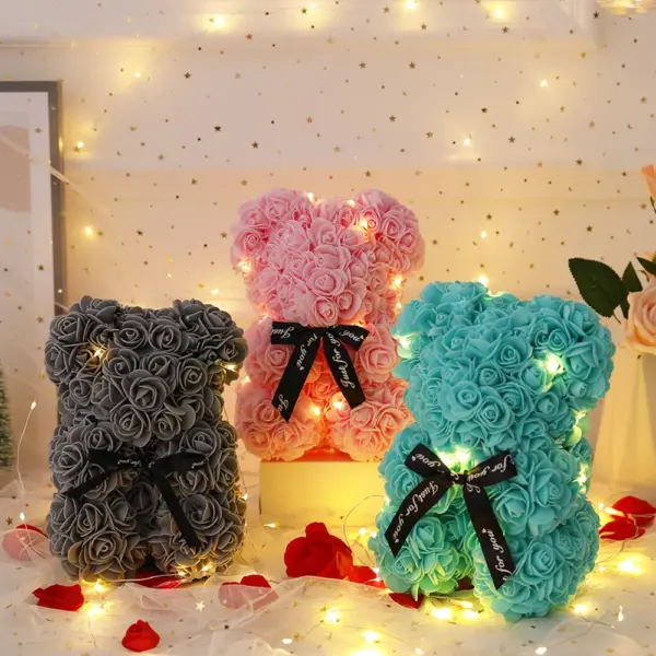 Artificial Rose Flower Teddy Bear 3 colors of artificial rose teddy bears