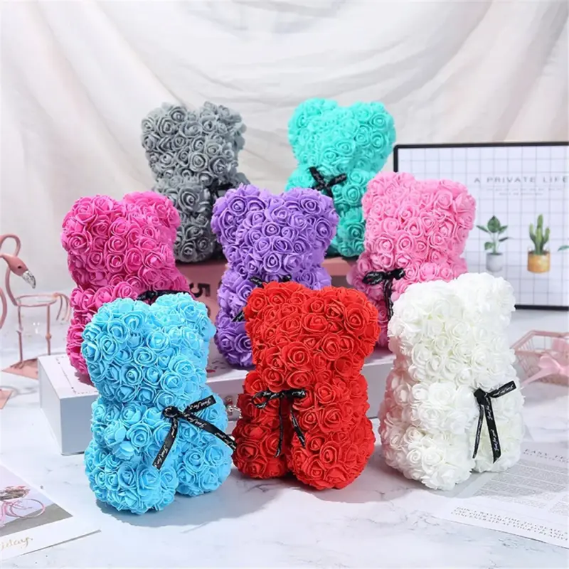 Artificial Rose Flower Teddy Bear — rose teddy bear gift from My Heart Teddy