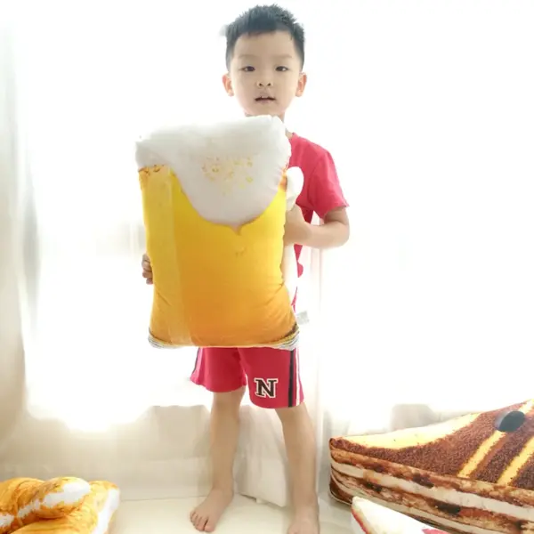 Kawaii Food Plush boy holding a beer plush