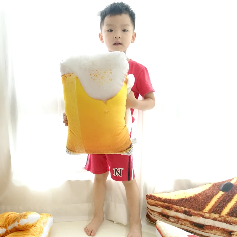boy holding a beer plush