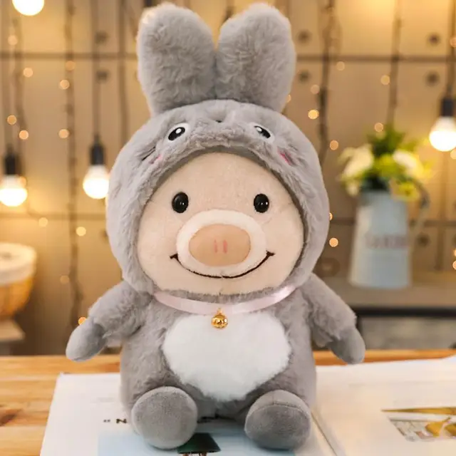 gray rabbit cute pig plush