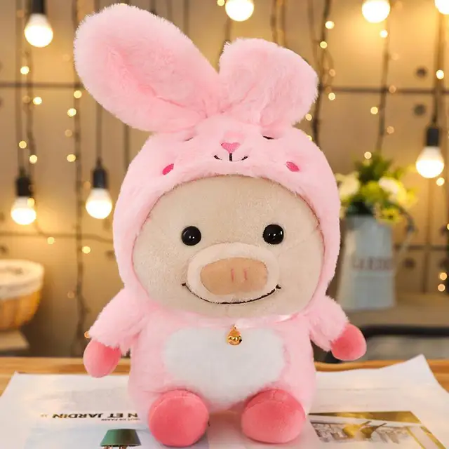 pink rabbit cute pig plush