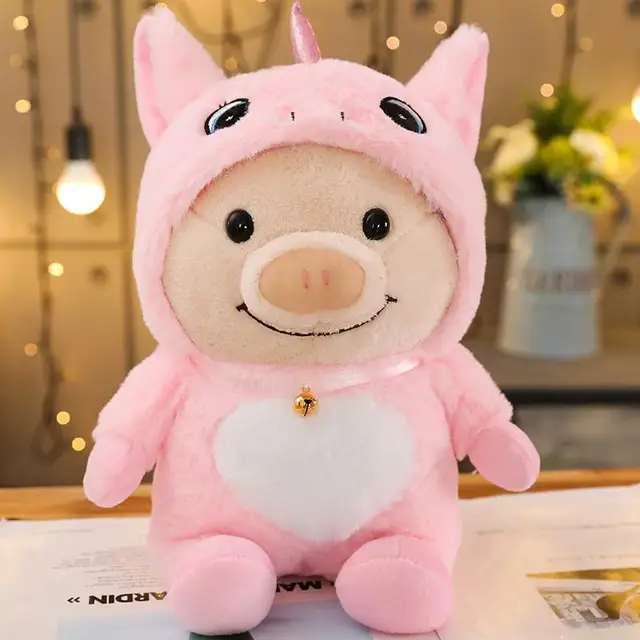pink unicorn cute pig plush