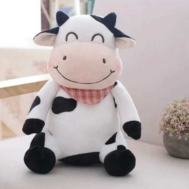 red scarf cute cow stuffed animal toy