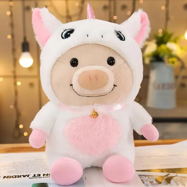 white unicorn cute pig plush