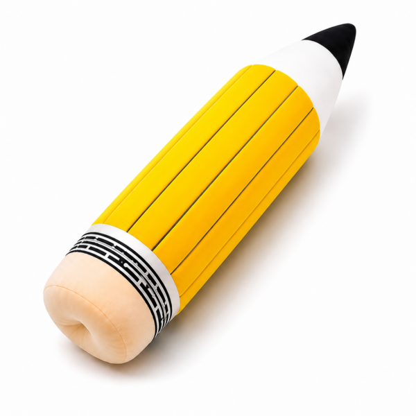 Kawaii Pencil Plush yellow pencil plush angled product shot