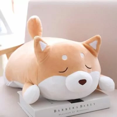 font and back view of cute fat shiba inu plush toy
