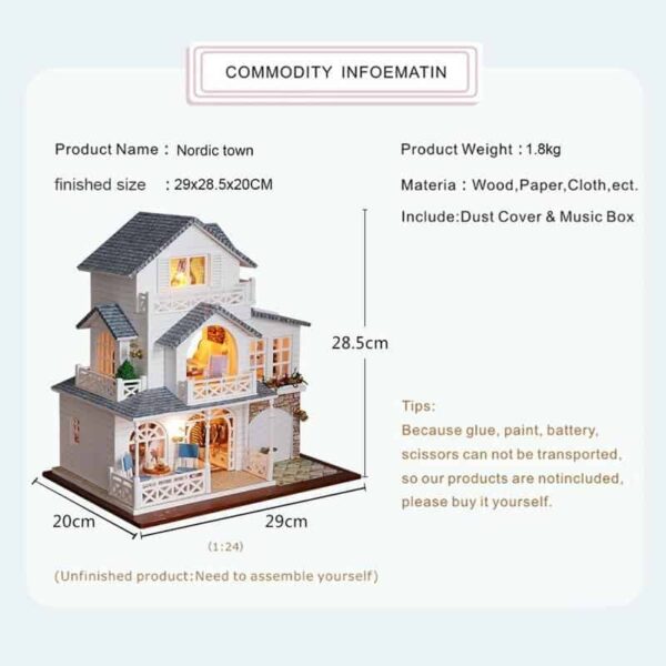 Nordic Town Doll House Nordic Town Doll House – cute diy doll house kit gift for girlfriend