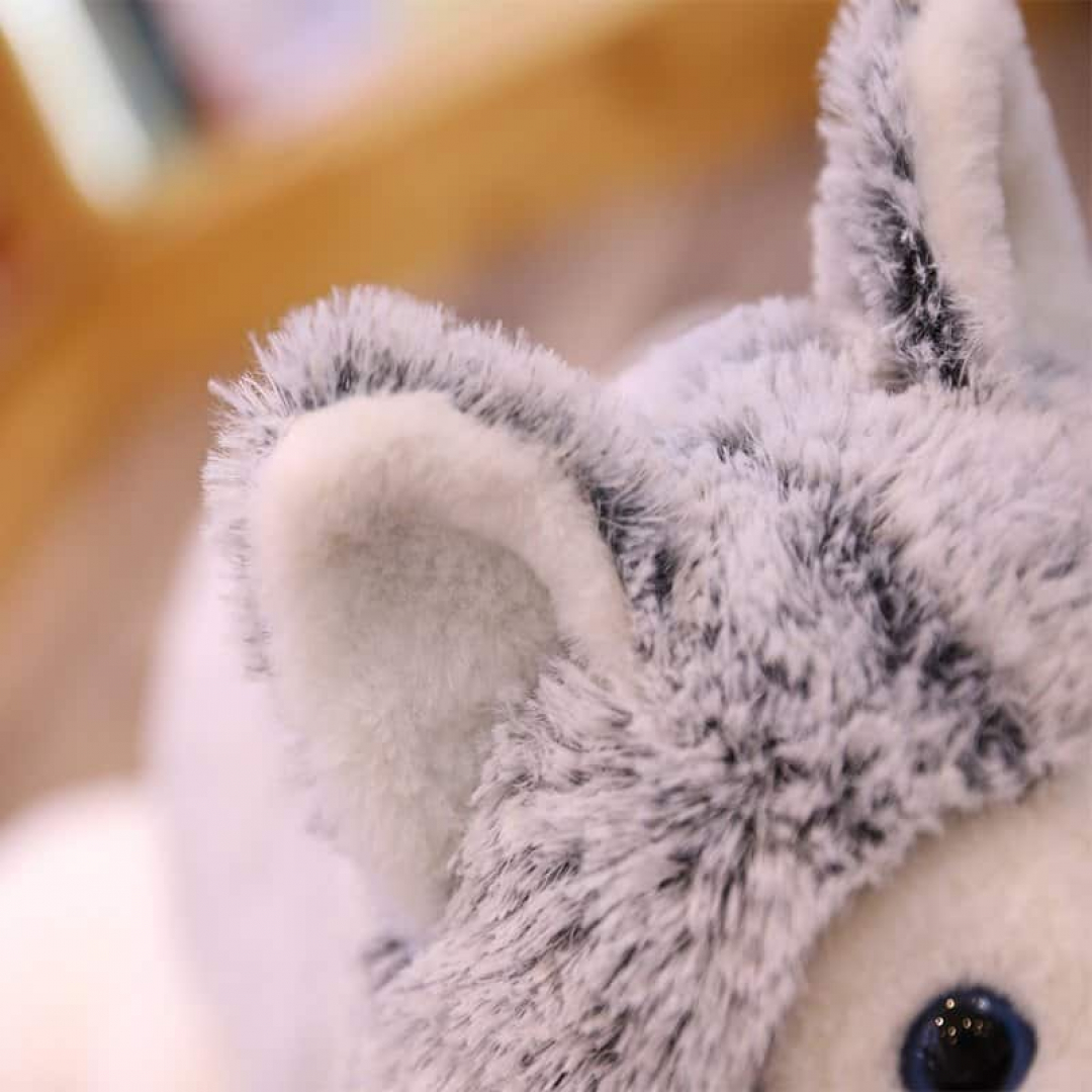 close-up of giant husky stuffed animal ears