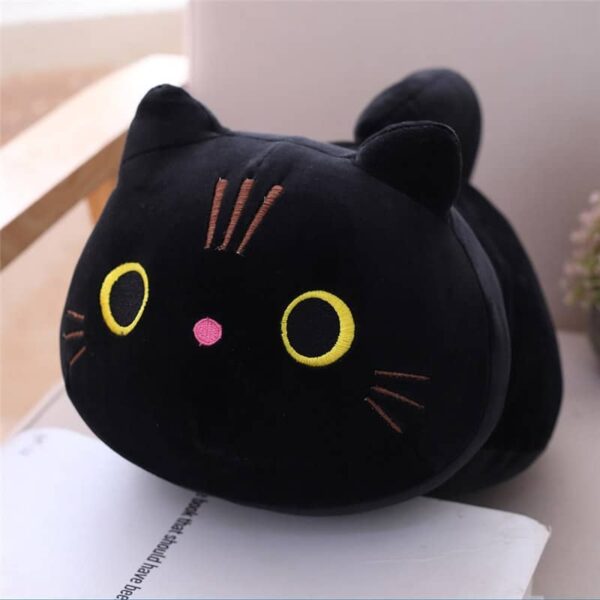Kawaii Cat Plush 25 cm Open Eyes Black Cat Plush Pillow