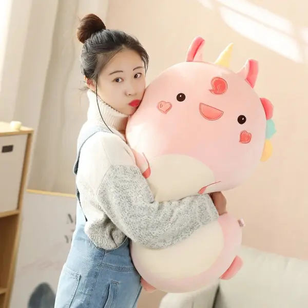 Kawaii Japanese Squishmallows Plush woman hugging a kawaii unicorn squishmallows plush