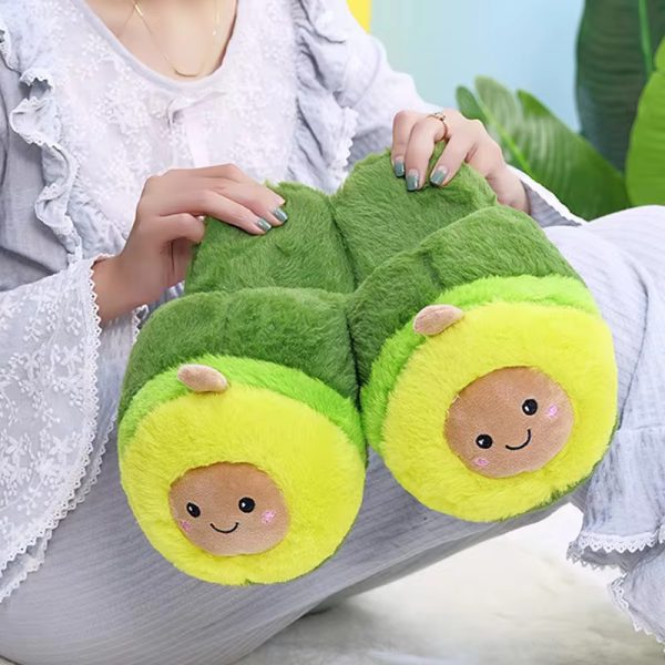 Kawaii Plush Avocado Slippers
