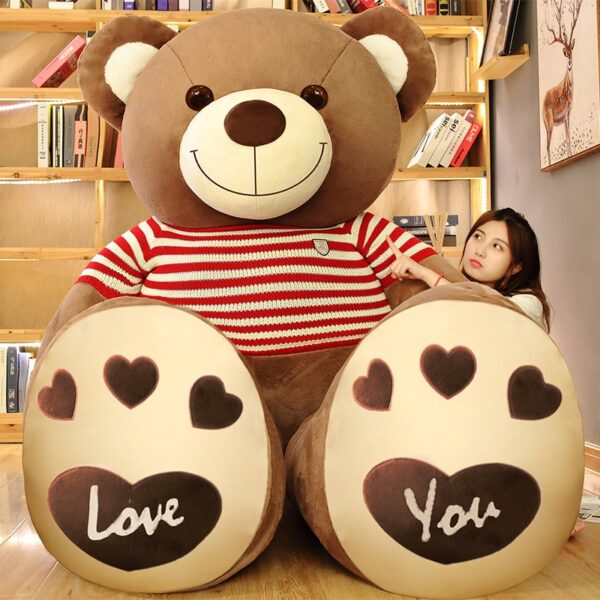 Giant Teddy Bear with Sweater Giant Red and Blue Teddy Bear with Sweater