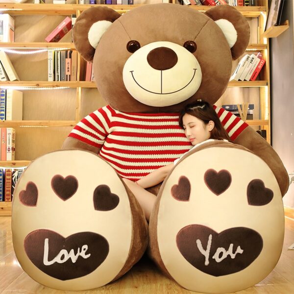 Giant Red and Blue Teddy Bear with Sweater