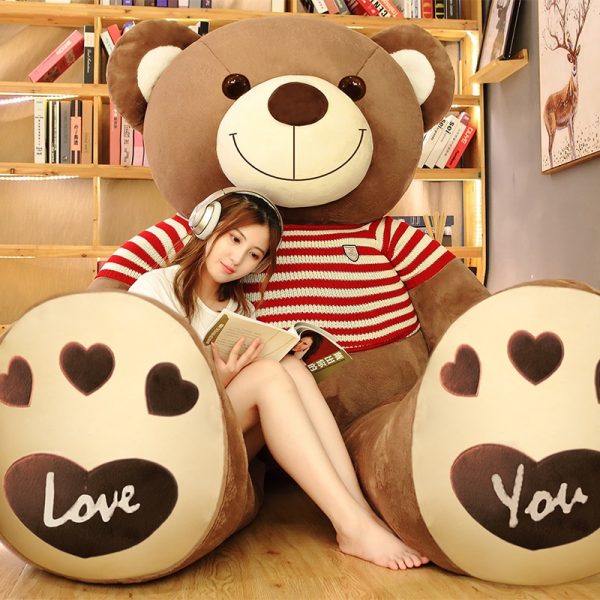 Giant Red and Blue Teddy Bear with Sweater