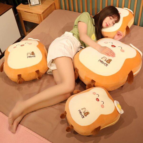 Kawaii Japanese Loaf Bread Plush Woman sleeping on four Kawaii Japanese Loaf Bread Plush