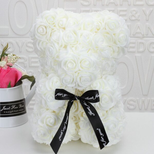 Artificial Rose Flower Teddy Bear Artificial Rose Flower Teddy Bear - beige