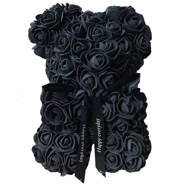 Artificial Rose Flower Teddy Bear Artificial Rose Flower Teddy Bear - Black