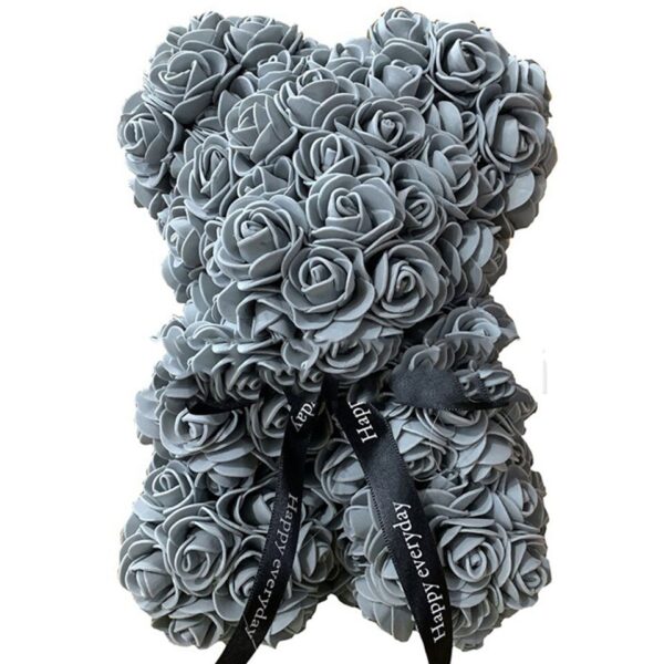 Artificial Rose Flower Teddy Bear Artificial Rose Flower Teddy Bear - Grey