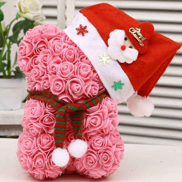 Artificial Rose Flower Teddy Bear Artificial Rose Flower Teddy Bear - rose pink xmas