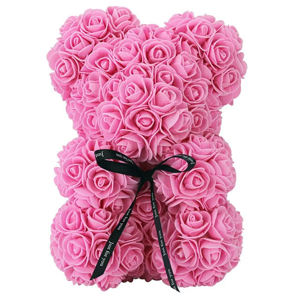 Artificial Rose Flower Teddy Bear - rose