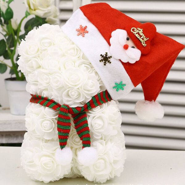 Artificial Rose Flower Teddy Bear Artificial Rose Flower Teddy Bear - white xmas
