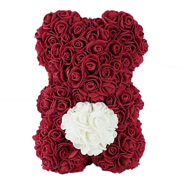 Artificial Rose Flower Teddy Bear Artificial Rose Flower Teddy Bear - wine red with heart