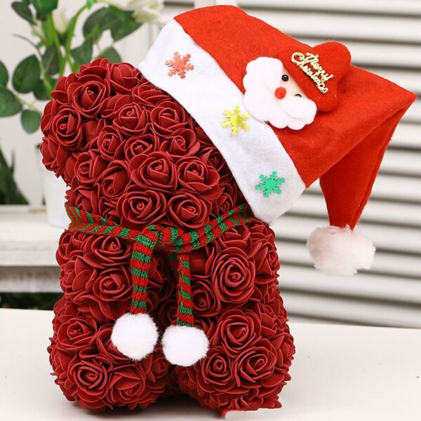 Artificial Rose Flower Teddy Bear Artificial Rose Flower Teddy Bear - wine red xmas