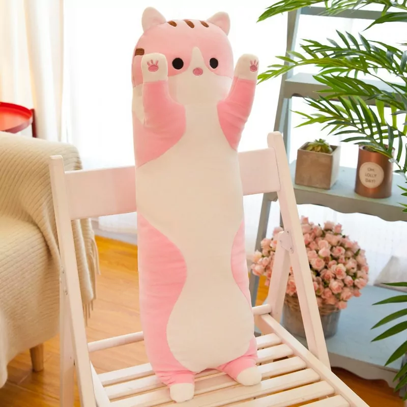 Long Cartoon Cat Plush - Pink 70cm, China