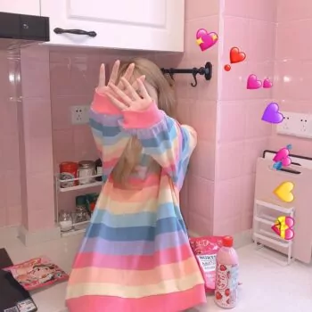 Harajuku Style Kpop Striped Loose Sweatshirt
