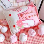 Kawaii Pink Pillow of Mini Bunny Plushies