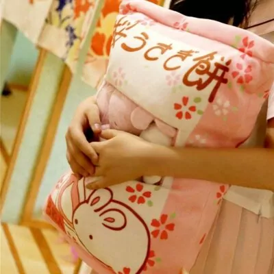 Kawaii Pink Pillow of Mini Bunny Plushies