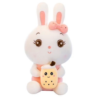 cute Bunny Holding Boba Plush