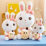 Cute Bunny Holding Boba Plush