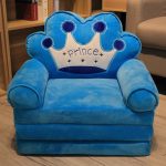 Three Layer Folding Blue Crown Kids Sofa