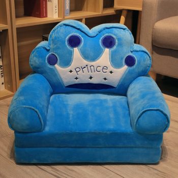 Two Layer Folding Blue Crown Kids Sofa