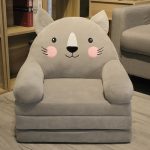 Three Layer Folding Grey Cat Kids Sofa