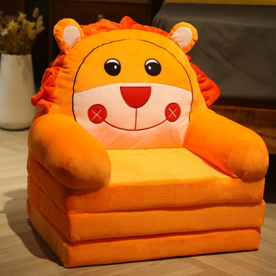 Kawaii Folding Kids Sofa - Three Layer Folding Orange Lion Kids Sofa