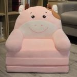 Three Layer Folding Pink Cow Kids Sofa