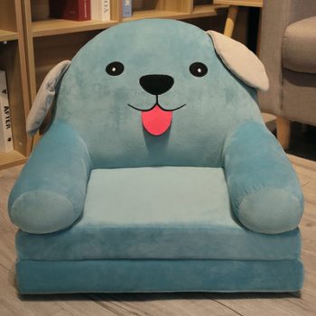 Two Layer Folding Blue Dog Kids Sofa