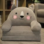 Two Layer Folding Grey Cat Kids Sofa