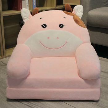 Two Layer Folding Pink Cow Kids Sofa