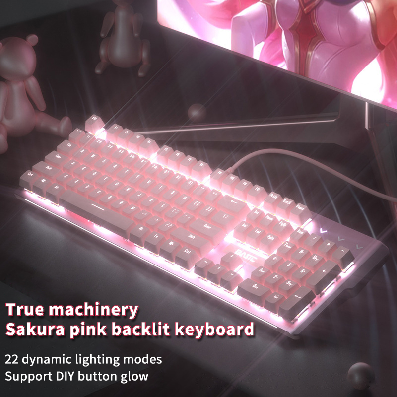 Kawaii Pink Backlit LED Keyboard