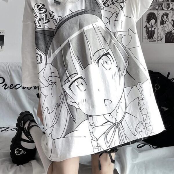 Japanese Fashion Women's Oversized Summer Top Short Sleeve