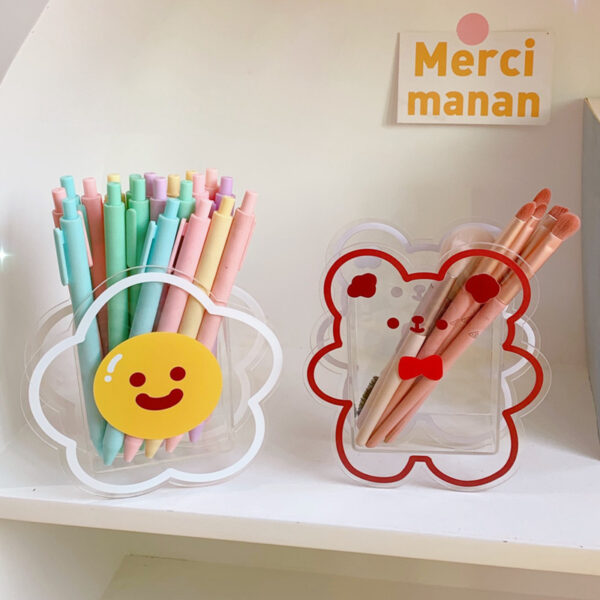 Kawaii Cartoon Transparent Pen Holder Desktop Organizer Kawaii Cartoon Transparent Pen Holder Desktop Organizer