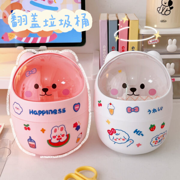 Kawaii Cute Bear Mini Desktop Trash Can Organizer