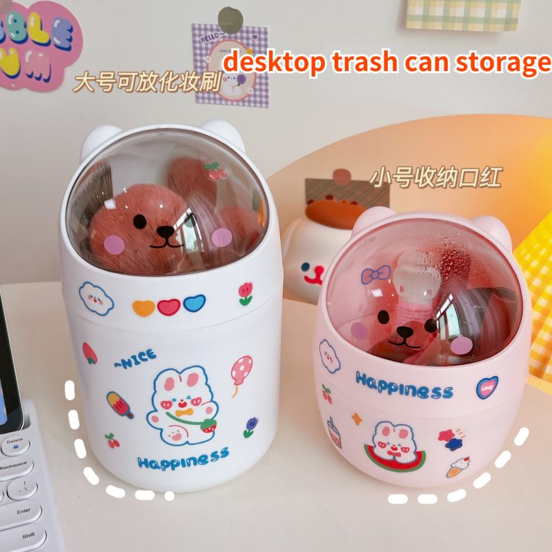 Kawaii Cute Bear Mini Desktop Trash Can Organizer