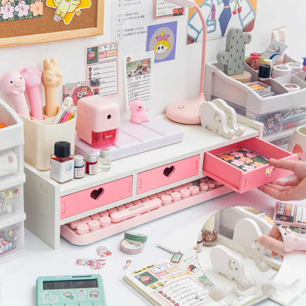 Kawaii Heart Design Desk Storage Rack Storage