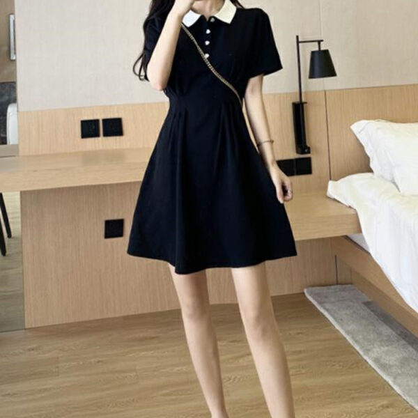 Sweet Turn-down Collar Patchwork Korean Dress Sweet Turn-down Collar Patchwork Korean Dress