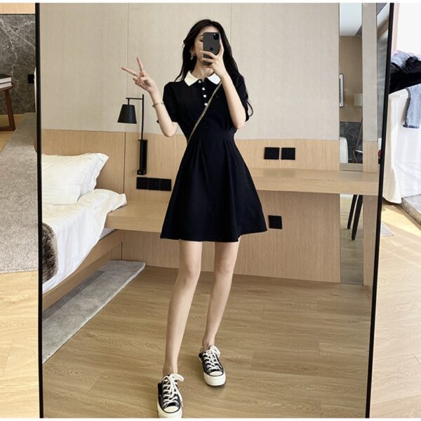 Sweet Turn-down Collar Patchwork Korean Dress Sweet Turn-down Collar Patchwork Korean Dress